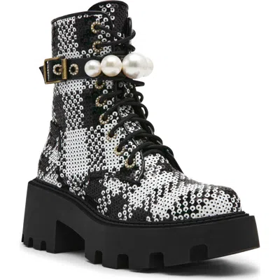 Betsey Johnson Women's Jonnie Embellished Combat Booties In Black