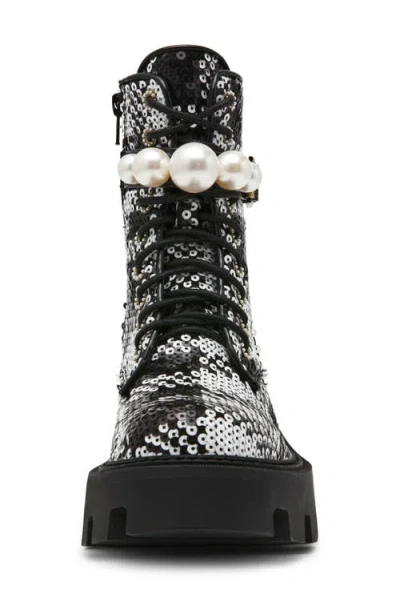 Betsey Johnson Women's Jonnie Embellished Combat Booties In Black