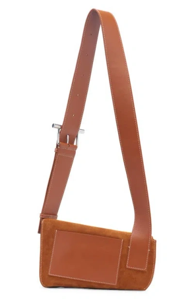 Alexander Mcqueen Mcqueen T-bar Sling Asymmetric Suede Crossbody Bag In Multi