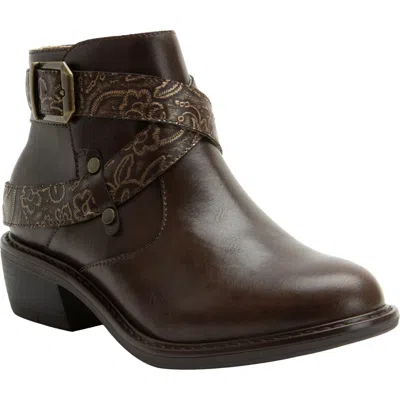 Alegria By Pg Lite Millie Embossed Block Heel Bootie In Brown