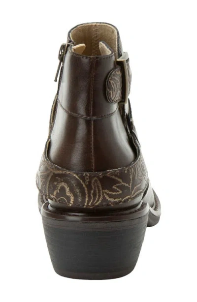 Alegria By Pg Lite Millie Embossed Block Heel Bootie In Brown