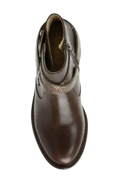 Alegria By Pg Lite Millie Embossed Block Heel Bootie In Brown