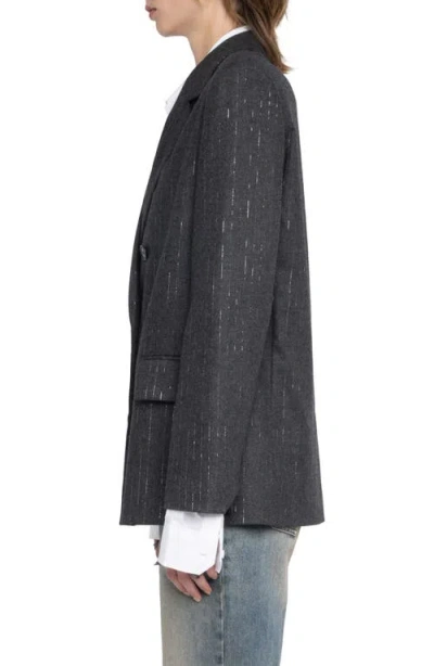 Zadig & Voltaire Vaska Metallic Stripe Double Breasted Blazer In Gray