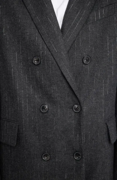 Zadig & Voltaire Vaska Metallic Stripe Double Breasted Blazer In Gray