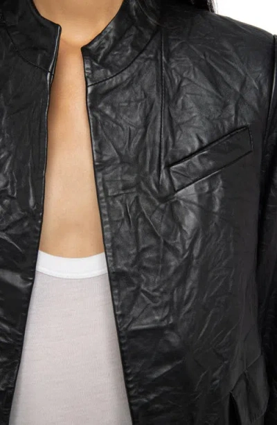 Zadig & Voltaire Womens Black Veryn Collarless Slim-fit Crinkled-leather Jacket In Black