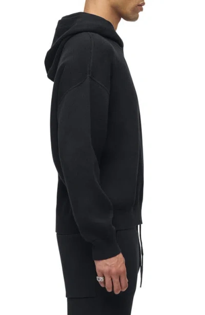 Hudson Cotton Cashmere Double Knit Hoodie In Black