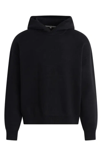 Hudson Cotton Cashmere Double Knit Hoodie In Black