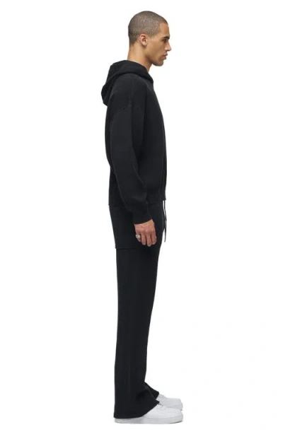 Hudson Cotton Cashmere Double Knit Hoodie In Black