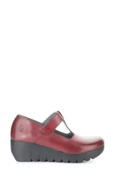 Fly London Veka T-strap Platform Wedge Pump In Red