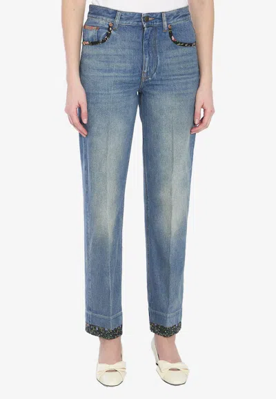 Valentino Woman Blue Jeans In Blue