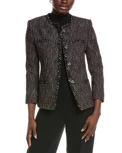 Hugo Boss Boss Jia Stripe Tweed Jacket In Brown