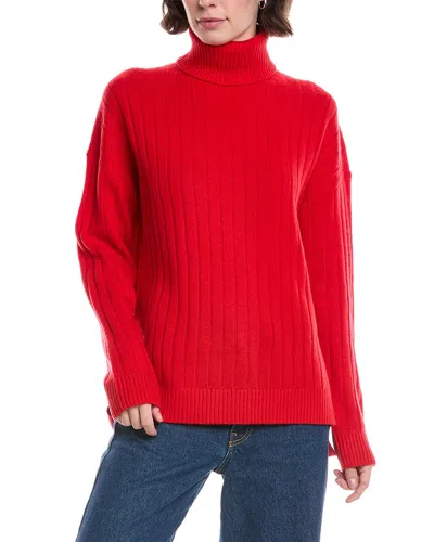 Theory Rib Turtleneck Wool & Cashmere-blend Sweater Pullover In Red