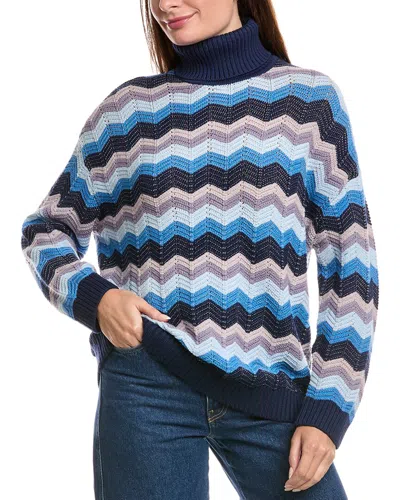 M Missoni Oversized Turtleneck Wool-blend Sweater In Blue