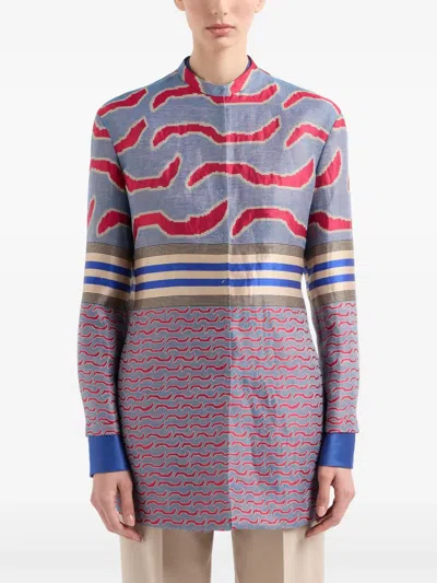 Giorgio Armani Patterned-jacquard Coat In Purple