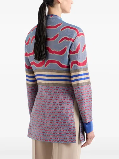 Giorgio Armani Patterned-jacquard Coat In Purple