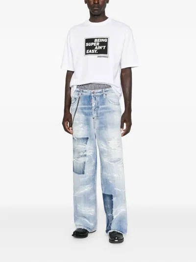 Dsquared2 Oversized Graphic Print Crew Neck T-shirt In White