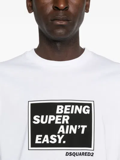 Dsquared2 Oversized Graphic Print Crew Neck T-shirt In White