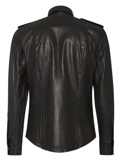 Dsquared2 Leather Shirt In Black