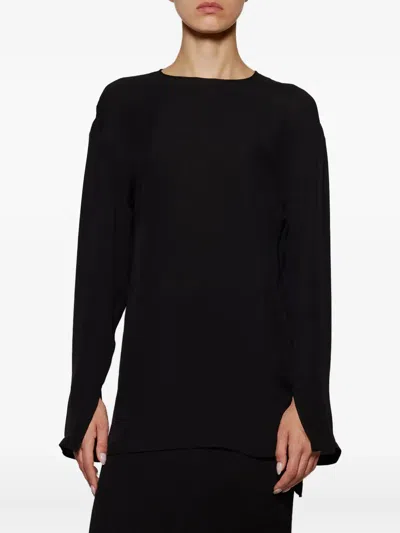 Wardrobe.nyc Sheer Split-cuff Blouse In Black