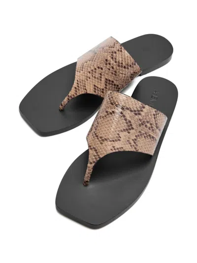 A.emery Paton Snake-effect Leather Flip Flops In Brown