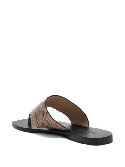 A.emery Paton Snake-effect Leather Flip Flops In Brown