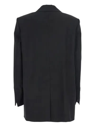 Pinko Kamut Black Single-breasted Jacket With Peak Revers In Viscose Blend Stretch Woman In Black