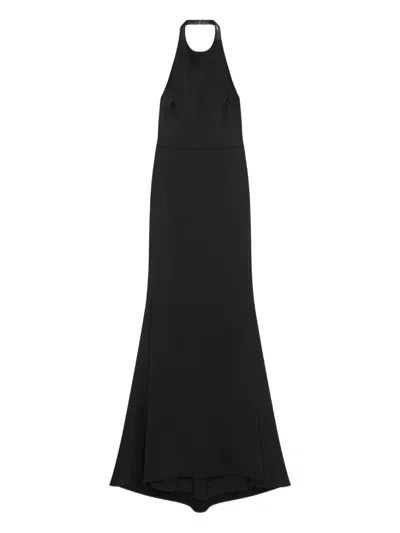 Givenchy Halter Neck Dress In Crepe And Satin In Black