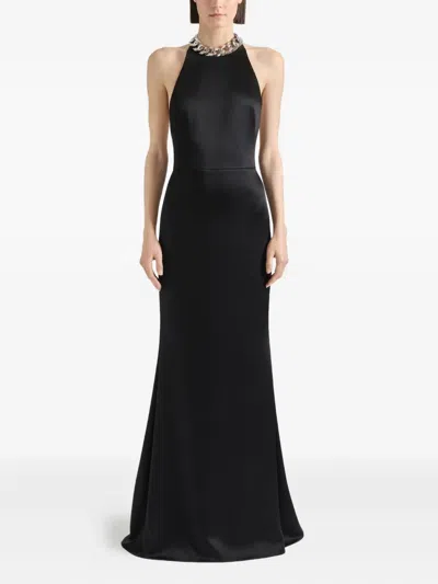 Givenchy Halter Neck Dress In Crepe And Satin In Black