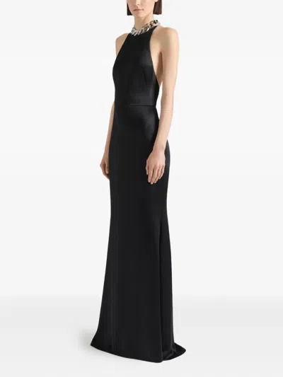 Givenchy Halter Neck Dress In Crepe And Satin In Black