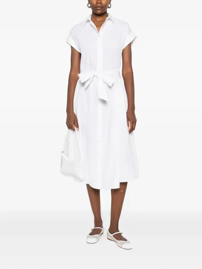 扣角领束腰衬衫裙