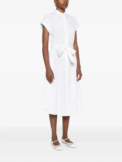 扣角领束腰衬衫裙