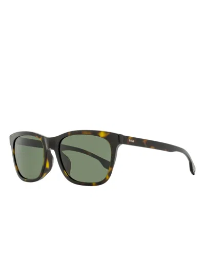 Hugo Boss Rectangular Sunglasses In Gold