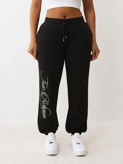 True Religion Crystal Boyfriend Joggers In Black