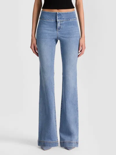 Alice And Olivia Bodie Low-rise Bootcut Jean In Blue