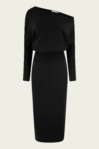 Simkhai Janese Draped Wool-blend Midi Dress In Black