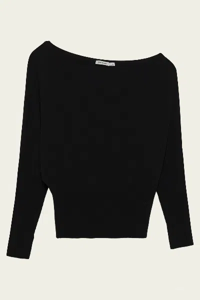 Simkhai Lavina Draped Off-shoulder Sweater In Black In Black