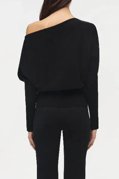 Simkhai Lavina Draped Off-shoulder Sweater In Black In Black