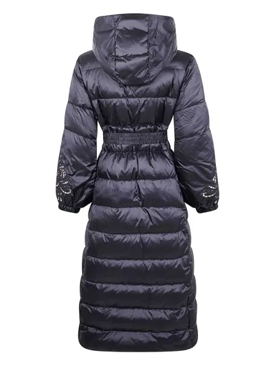 Twinset Twin-set Long Padded With Belt In Blue