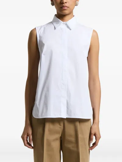 Peserico Collared Neck Sleeveless Top Layered Hem In White