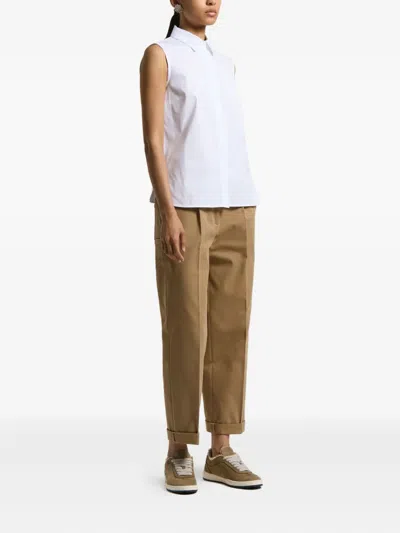 Peserico Collared Neck Sleeveless Top Layered Hem In White