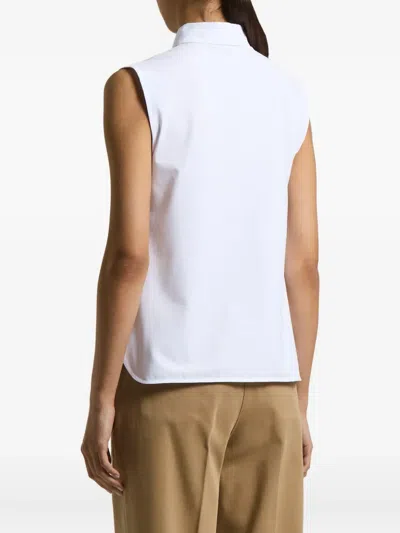 Peserico Collared Neck Sleeveless Top Layered Hem In White
