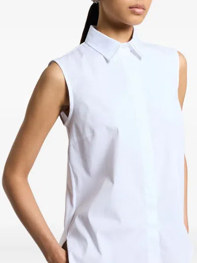 Peserico Collared Neck Sleeveless Top Layered Hem In White