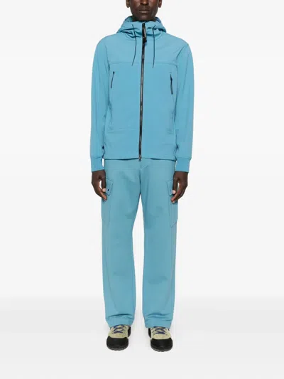 C.p. Company Hooded Zip-front Jacket In Blue