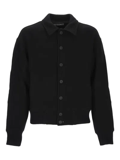 Jacquemus Black Jacket With Classic Collar And Dropped Shoulders In Wool Man In Black
