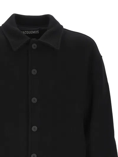 Jacquemus Black Jacket With Classic Collar And Dropped Shoulders In Wool Man In Black