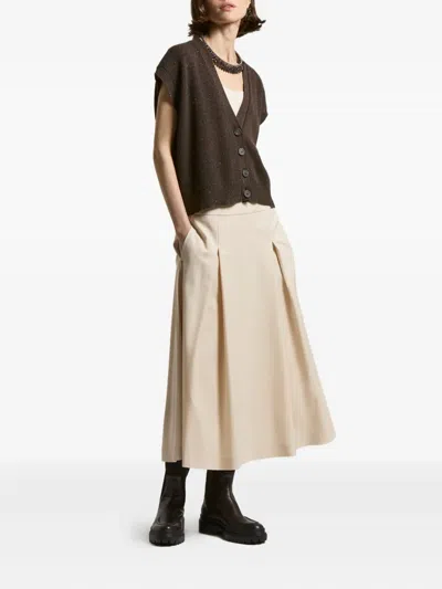 Peserico Speckled-effect Short-sleeves Cardigan In Brown