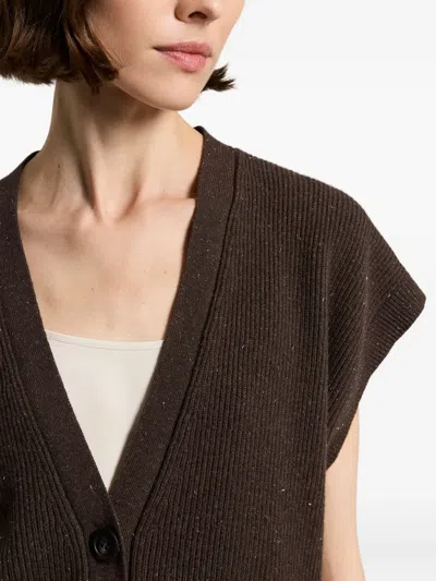 Peserico Speckled-effect Short-sleeves Cardigan In Brown
