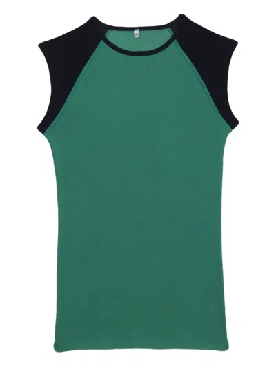 Baserange Gene Raglan-sleeve Ribbed Tank Top In Green