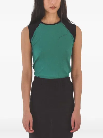 Baserange Gene Raglan-sleeve Ribbed Tank Top In Green
