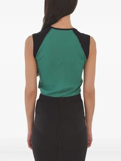 Baserange Gene Raglan-sleeve Ribbed Tank Top In Green